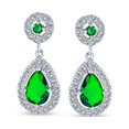 thumbnail image 2 of CZ Green Bridal Teardrop Earrings Silver Plated, 2 of 6