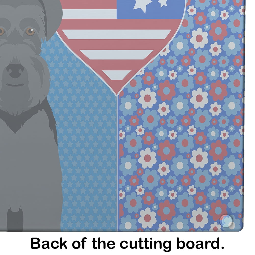 Black Natural Ears Schnauzer Glass Cutting Board Large 12 in x 15 in