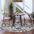 thumbnail image 3 of Round Rugs 6Ft, Grey Tropical Leaves Round Area Rug Washable Indoor Throw Carpet, Summer Palm Trees Botanical Soft Non Slip Circle Rug for Office Cabinet Home Decor Aesthetic, 3 of 8
