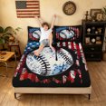 thumbnail image 3 of meiyoeat Vintage Grunge Baseball Bed Sheets for Boys, American Flag Splash Drip Full Size Sheets, 4pcs, 1 Flat Sheet, 1 Fitted Sheet and 2 Pillowcases, 3 of 5