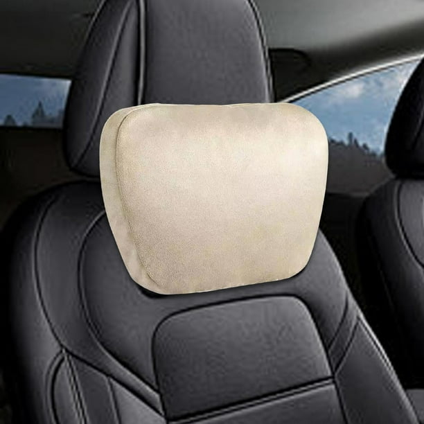 Almohada para el cuello del coche, almohada para reposacabezas del coche para conducir viajes, soporte ergonómico Universal suave para cabeza y Beige