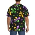 thumbnail image 5 of Haiem Mardi Gras Carnival4 Men's Casual Shirts Short Sleeve Button Down Shirts Fashion Textured Summer Beach Shirt-Large, 5 of 7