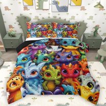 Homewish Children Kids Cartoon Dragon Bedding Comforter Set 2pcs,Cute Animal Twin Comforter Sets Microfiber,Magical Wildlife Breathable Bedding Set,Microfiber Bedroom Decor,Reversible