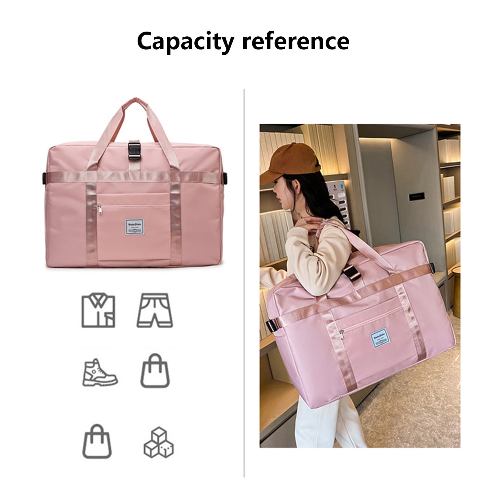 TaTaai 2Pcs Sport Travel Duffle Bag Gym Tote Bag for Women, Weekender Carry on Bag for Airplane, Ladies Beach Overnight Bag Waterproof Luggage Bag with Toiletry Bag