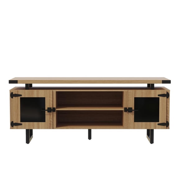 Mirella Low Wall Cabinet Glass Doors in Sand Dune