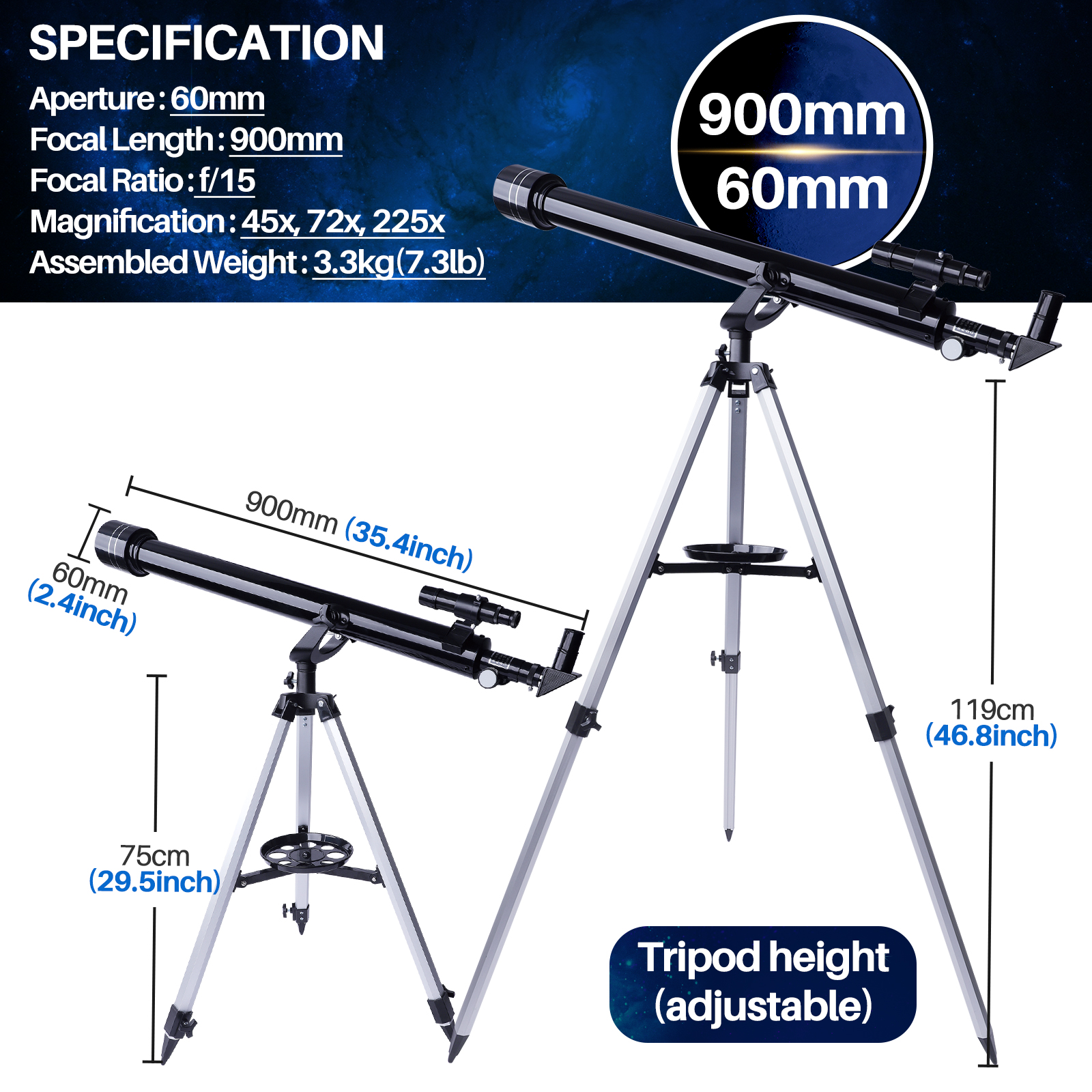 USCAMEL 900mm Refractor Telescope for Astronomy photo 4