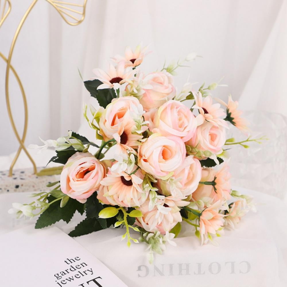 Artificial Roses Flowers Daisy Flower Bouquet for Home Office Parties