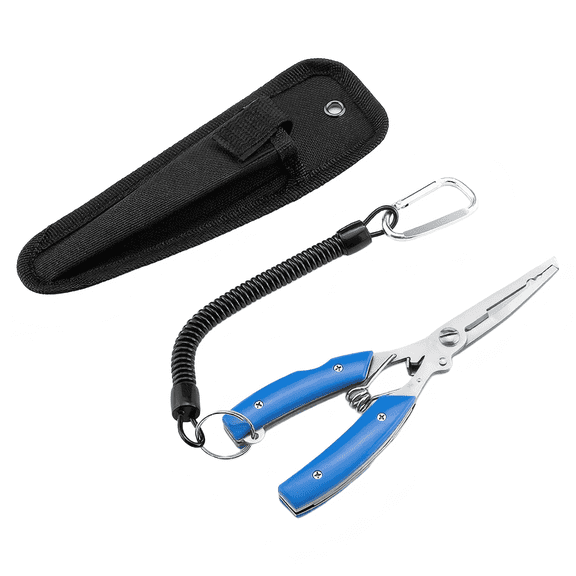 CNDRLEF Upgraded Fishing Pliers, Stainless Steel Hook Remover with Braid Line Cutter, Split Ring Opener, Sheath & Coiled Lanyard for Saltwater Freshwater