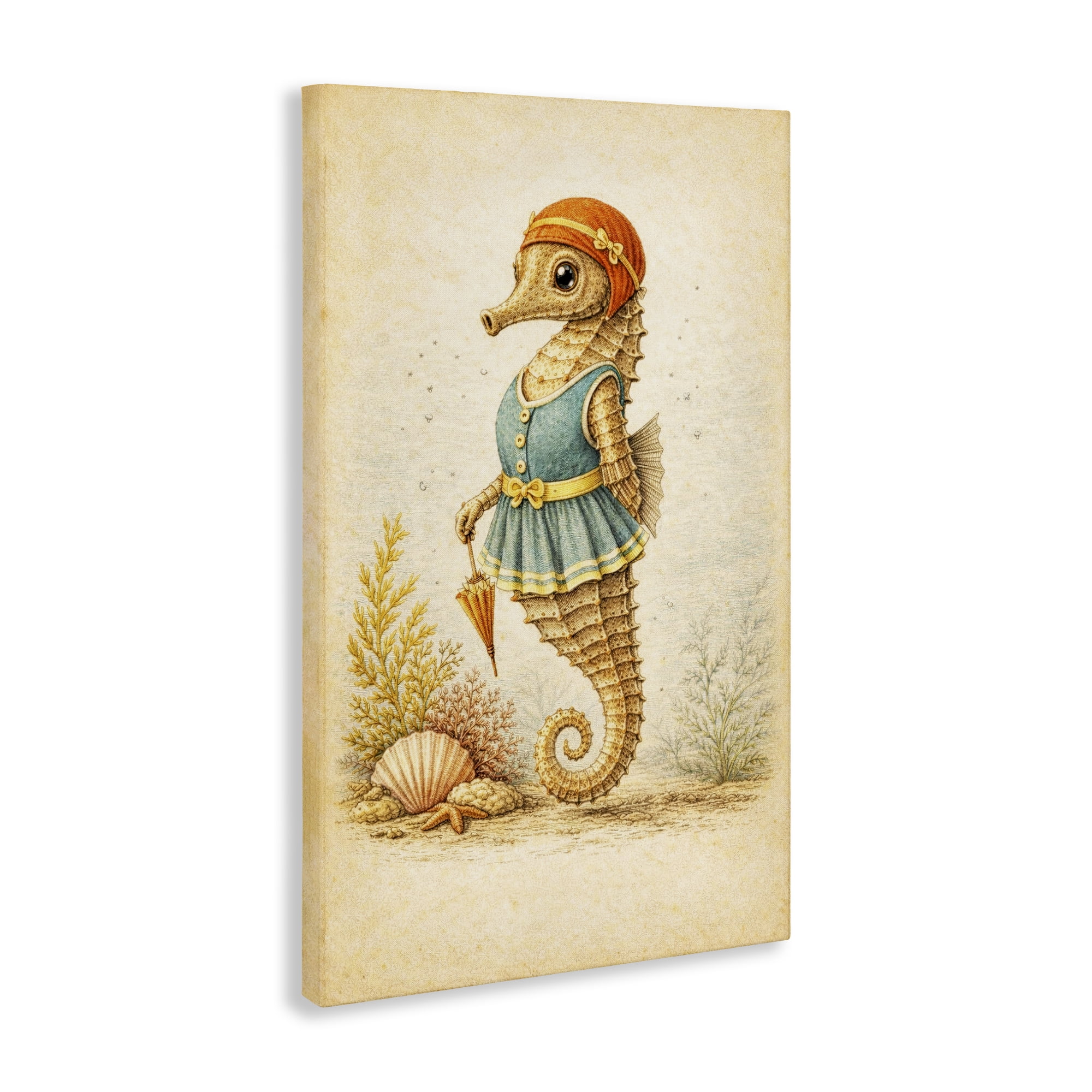 Stupell Industries Maritime Bathing Society Seahorse Canvas Wall Art, design by Grotto Studios