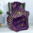 thumbnail image 4 of New Orleans Soft Flannel Fleece Throw Blanket, Freehand Drawing of Mardi Gras Themed Cartoon with Colorful Dots and Stripes, Cozy Plush for Indoor and Outdoor Use, 50" x 60", Multicolor, by Ambesonne, 4 of 5