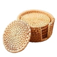 thumbnail image 4 of Juego de posavasos de ratán vietnamita hecho a mano, posavasos de ratán otoñal, tapete aislante térmico, accesorios de madera para guardar té, 4 of 5