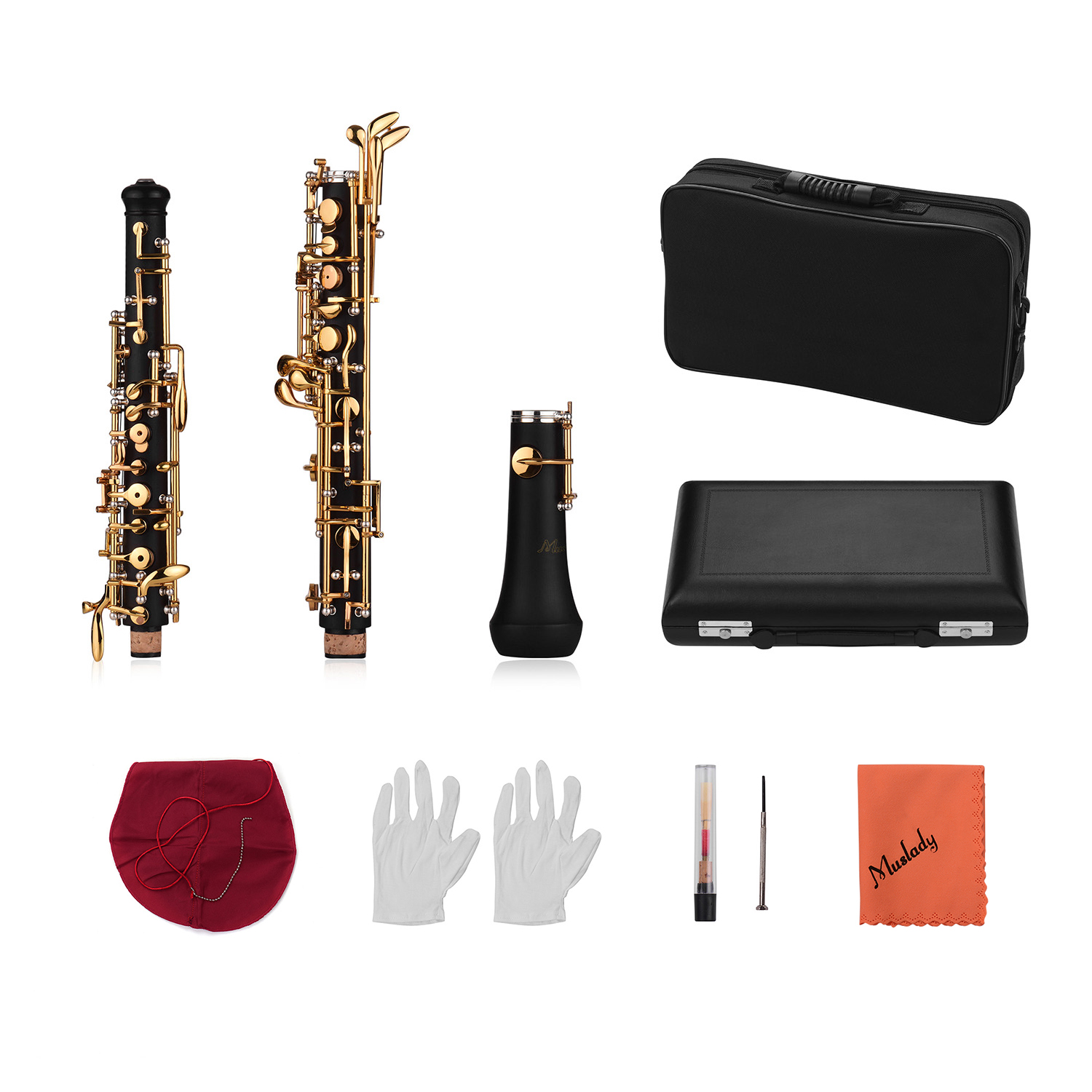 Muslady Professional Oboe C Key Semi-automatic Style Plated Keys Woodwind  Instrument with Oboe Reed Gloves Leather Case Carry Bag Cleaning Cloth Mini  Screwdriver