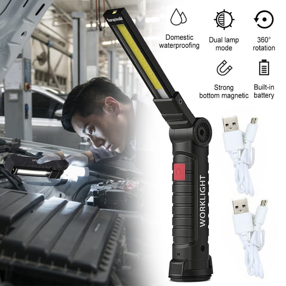 Multifunctional COB Work Light W52 Large - Rechargeable Portable Repair Lamp with Magnetic Base & Hanging Hook for Auto Repair, Camping, Emergency Lighting