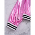 thumbnail image 3 of Hansber Kids Girls Shiny Hip Hop Jazz Dance Jacket Coat Stand Collar Long Sleeve Zipper Outerwear Pink 12, 3 of 9