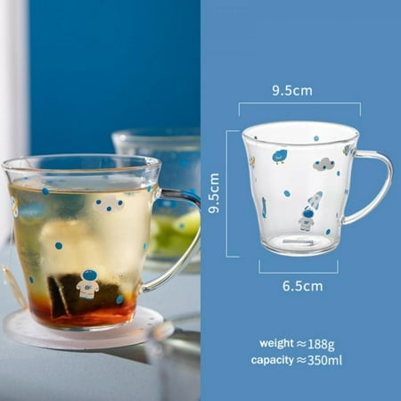 

Glass Tea Mugs -Bell Mouth Design-Clear Borosilicate Glass Coffee Cups Lead-free Drinking Glasses with Handle for Cappuccino Latte Juice Water Milk or Hot and Cold Beverages