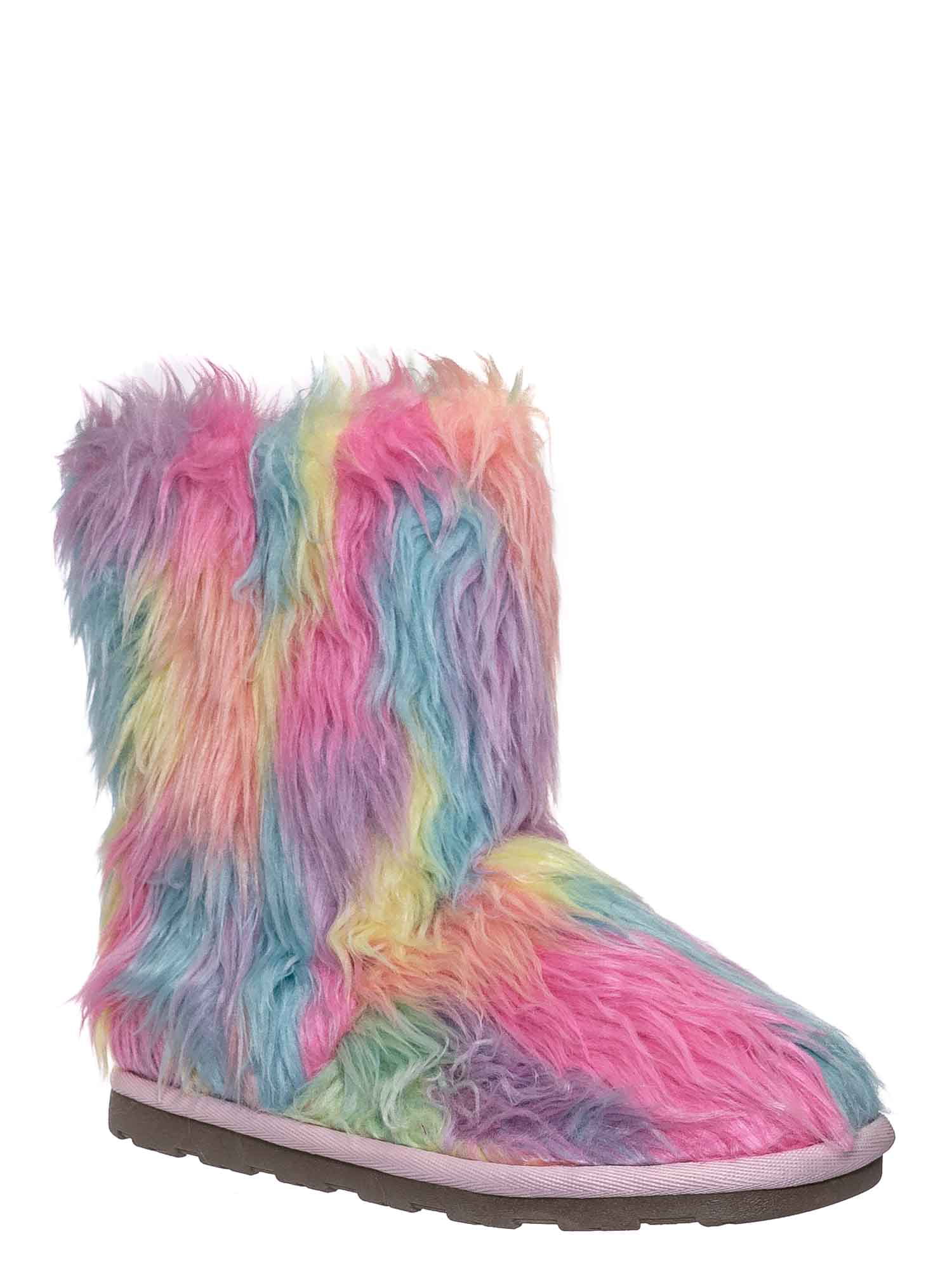 pink fluffy slipper boots
