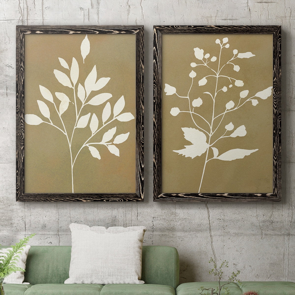 Honey Botanical I - Premium Framed Canvas 2 Piece Set - Ready to Hang