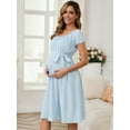 thumbnail image 2 of DARING DIVA Women's Midi Short Sleeve Boho Tie Waist Maternity Dress XL Blue, 2 of 7