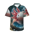 thumbnail image 1 of Balery Bubbles Axolotl Fantasy Camisas hawaianas de manga corta para hombre, camisas playeras de corte holgado, camisas de vacaciones con botones,X-Large, 1 of 7