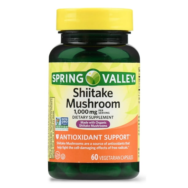 Spring Valley Organic Shiitake Mushroom Dietary Supplement, 1000 mg, 60