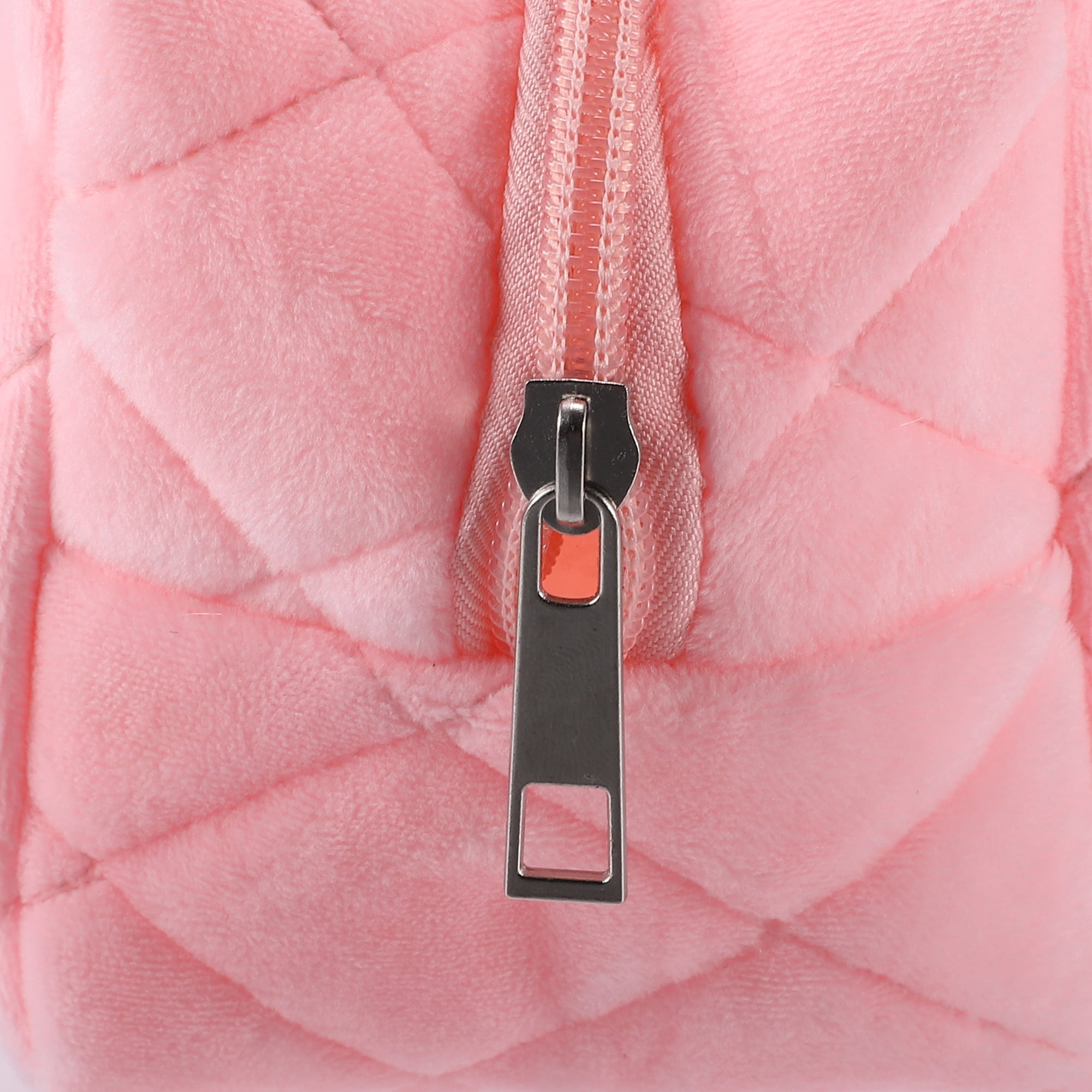 Unique Bargains 1Pc Soft Velet Durable Portable Travel Makeup Bag for Toiletry  Pink