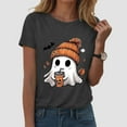 thumbnail image 4 of Halloween Ghost Shirts for Women Casual Short-Sleeved Ghost Print T-Shirt Retro Fall Spooky Season Tees Tops, 4 of 6