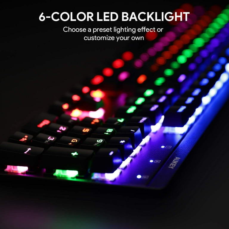 AUKEY KMG16 Mechanical GAMING Keyboard Blue Switches 104key 6-color  backlight