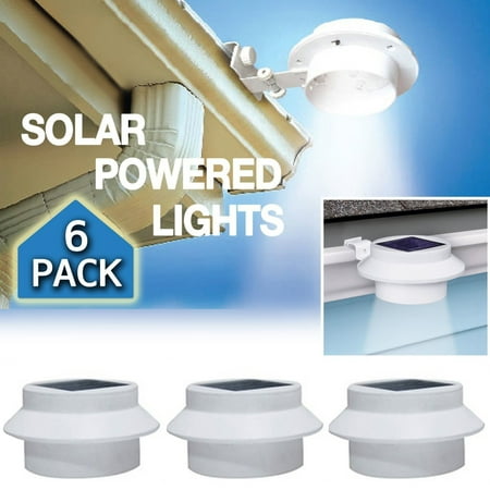 Led Hammered Roof Path Dilwe 6 Pack Outdoor Solar Powered LED Gutter Light Fence Roof Gutter Garden Yard Wall Lamp ()