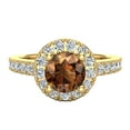 thumbnail image 4 of Round Diamond Fancy Champagne Intense Color Halo Engagement Ring 1 CT TW 14K Gold, 4 of 5
