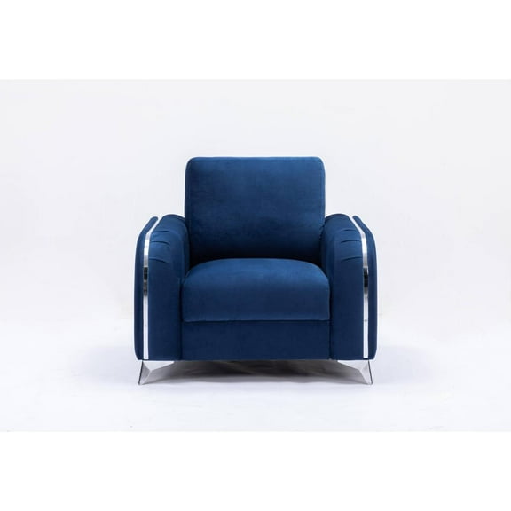 Acme Wenona Velvet Upholstered Wooden Frame Contemporary Chair in Blue
