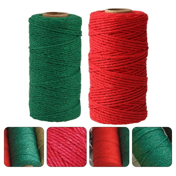 KALLORY 2Pcs Rope for DIY Crafts Red Cotton String 100 Yards Spool