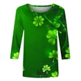 thumbnail image 5 of BLVB Womens St. Patrick's Day Shirts 3/4 Sleeve Crewneck T Shirt Clover Shamrock Tops Casual Vacation Tunic Tee Tops, 5 of 5