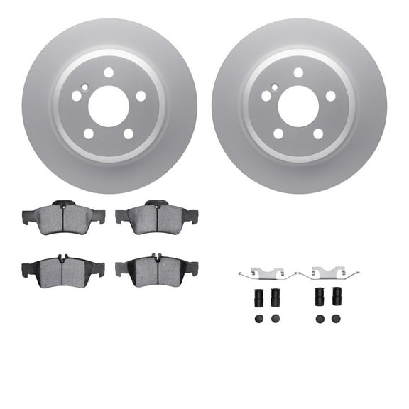 Dynamic Friction Company Rear Geospec Brake Rotors with 5000 Advanced Brake Pads includes Hardware 4512-63171