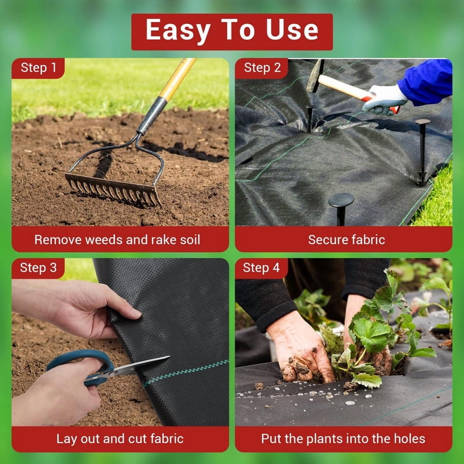 Towallmark Weed Barrier Fabric, 3FT X 300FT Heavy Duty 3.24oz Landscape Fabric, Premium Gardening Ground Cover For Greenhouse Yard Flower Bed Garden