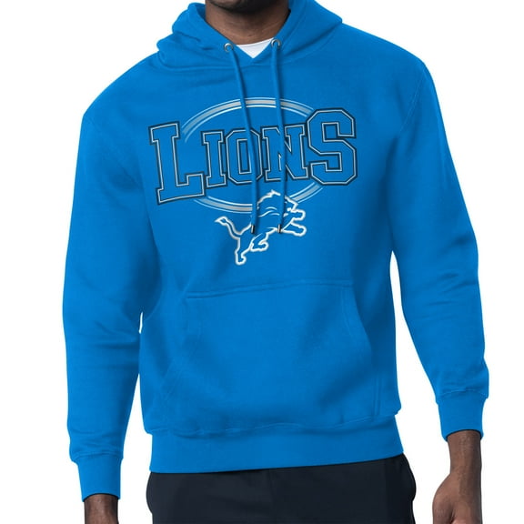 Men's Starter Blue Detroit Lions Team Track Graphic Pullover Hoodie