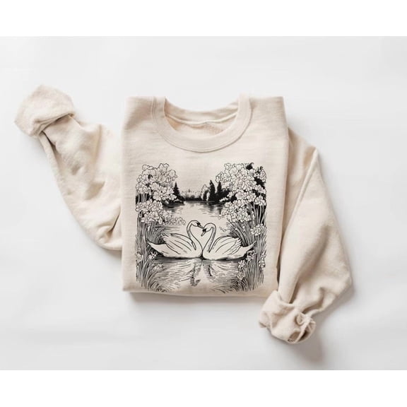 White Swans Sweatshirt, Bird Sweater, Nature Crewneck, Birding Pullover, Bird Lover512 Tshirt All Size S-5XL