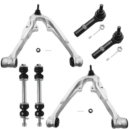 Detroit Axle - 6pc Front Lower Control Arms Outer Tie Rods Sway Bars Replacement for Chevy Tahoe GMC Yukon Fits select: 2011 ,2013 CHEVROLET SILVERADO K1500 LT