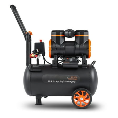 6.3 Gallon Air Compressor, 2 HP 3.35 CFM@90PSI, Max 116PSI, Oil-Free for Auto Repair/Tire Inflation/Spray Painting/Woodwork Nailing