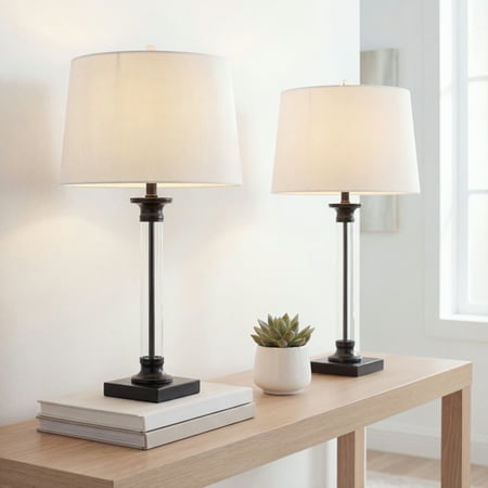 UPC 819727020082 product image for JONATHAN Y Mason 30  Glass and Metal LED Table Lamp  Black/Clear (Set of 2)  JYL | upcitemdb.com