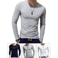 thumbnail image 7 of Gustave Men's and Big Men's Long Sleeve T-Shirt Crew Neck Shirts Slim-Fit Solid Color Tee Plus Size "Black", 7 of 7