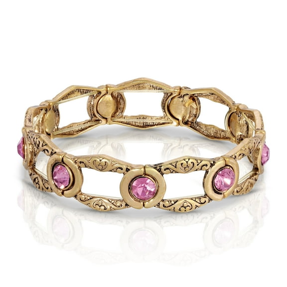 2028 Gold-Tone Amethyst Purple Color Channel Stretch Bracelet
