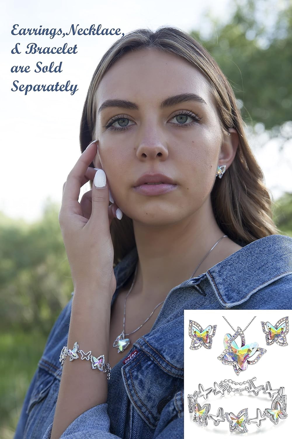 Leander Gift Butterfly Birthstone Crystal Necklace, Silver Tone with 18u201d+2u201d Chain, Necklace for Motheru2019s Day Anniversary Birthday Gifts for Women and Daughter