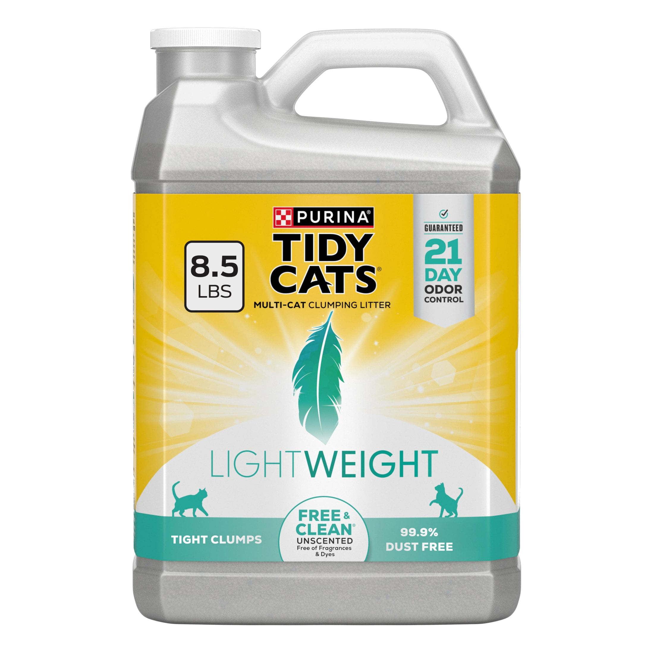 (4 pack) Purina Tidy Cats LightWeight Clumping Cat Litter, Unscented, 8.5 lb Jug