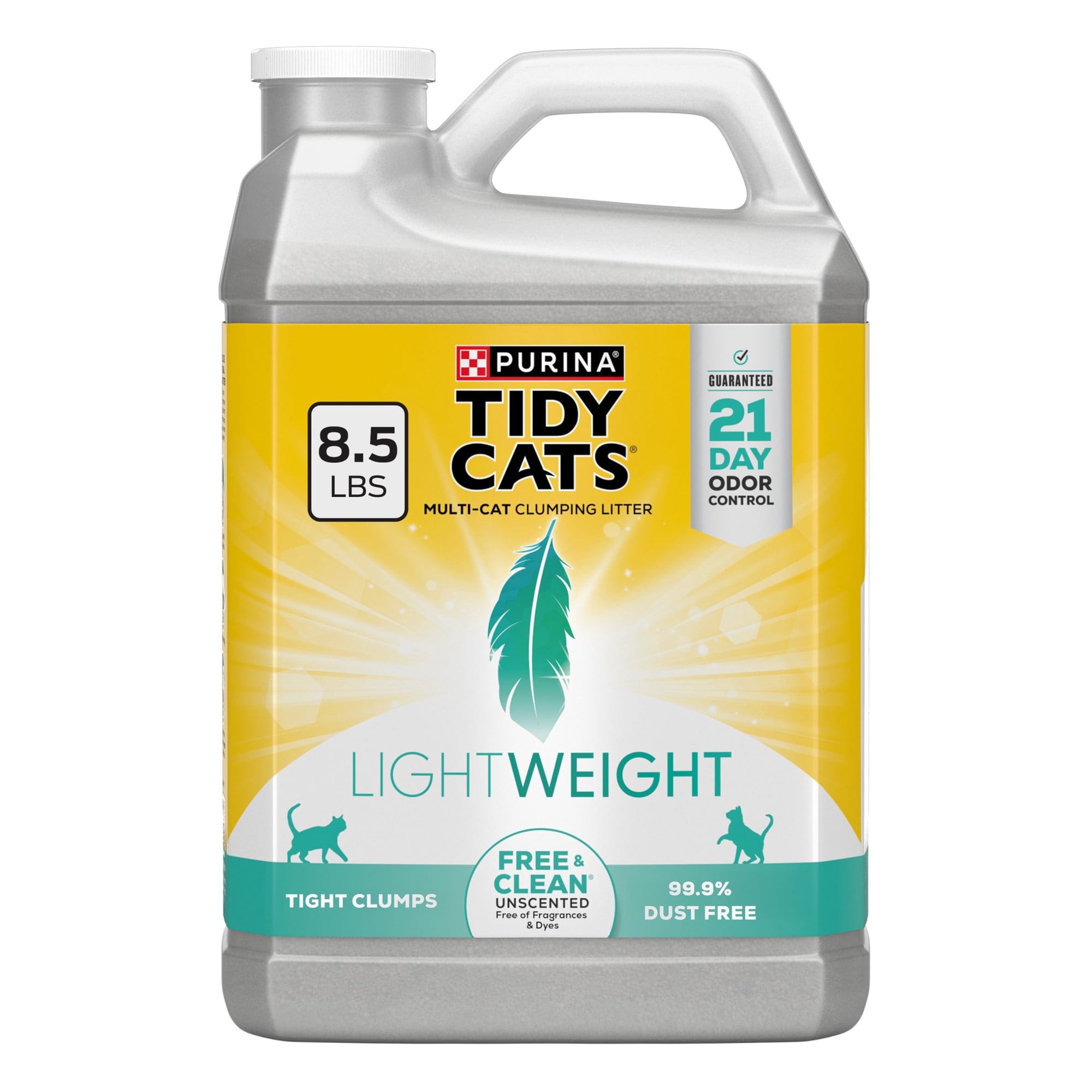 Purina Tidy Cats LightWeight Clumping Cat Litter, Unscented, 8.5 lb Jug, 2 Pack