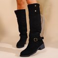 thumbnail image 4 of LOVZFMLL Bottes pour Femmes Mi-Mollet Bottes d'Hiver Boucle Bout Rond Antidérapantes Talon Bloc Bas Convertibles Chaussures d'Automne Hiver, 4 of 8