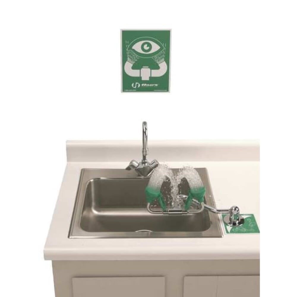 Haws Plumbed Eyewash, Counter Mount, Plumbed, 6 in H., 11 1/2 in W 7611