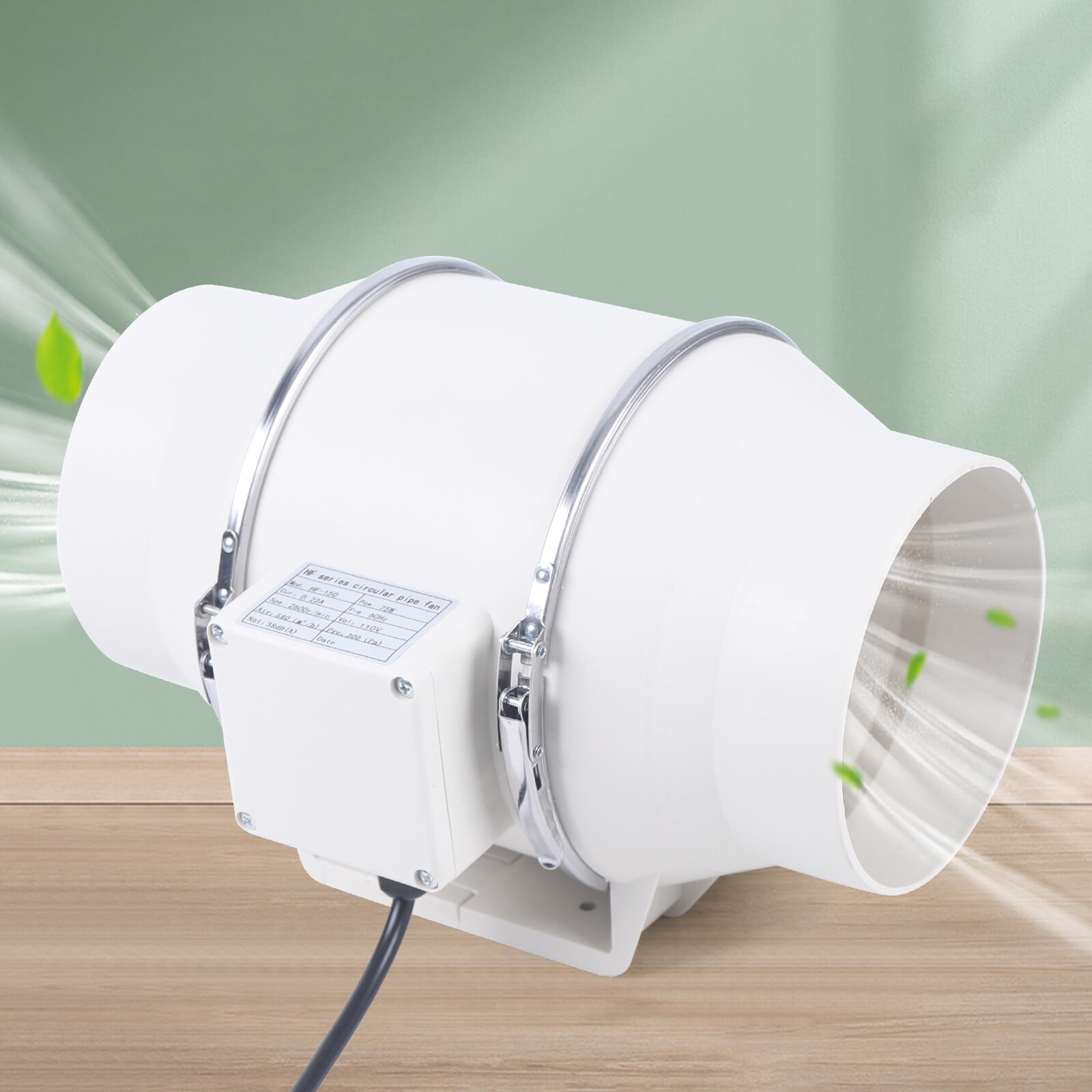 6 Inch 540m3/h White Inline Ventilation Fan Air Circulation Vent Exhaust Blower Fan 31*20