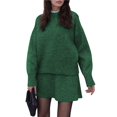 thumbnail image 2 of Conjunto de Suéter y Falda para Mujer, 2 Piezas. Suéter Holgado de Punto con Falda Corta. Verde M, 2 of 7