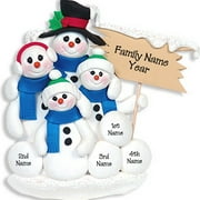 Snowman Family of 4 Personalized Christmas Ornament