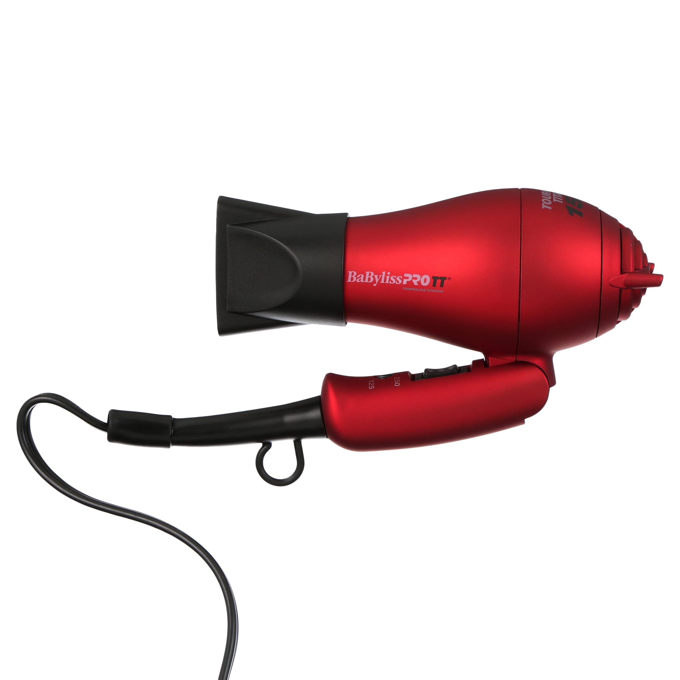 BaBylissPRO Travel Size Tourmaline Titanium Hair Dryer, Ionic, 1000 Watts, Red - 1
